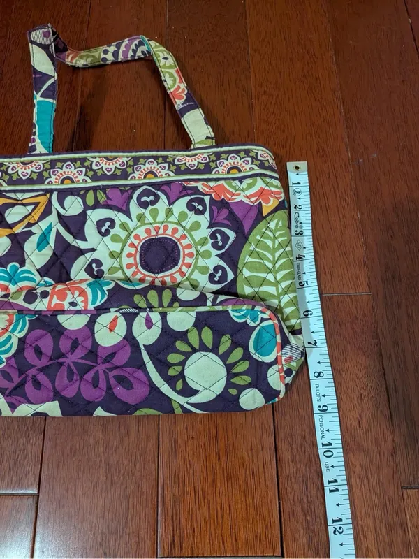 Vera Bradley Purple Green Multicolor Floral Quilted Shoulder Tote Bag - Image 5
