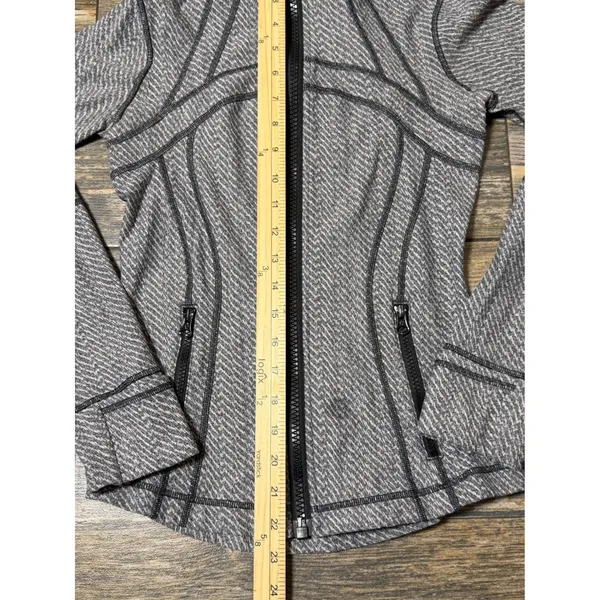 Lululemon Define Jacket‎ Gray Black White Herringbone Full Zip Athletic Size 2/4 - Image 5