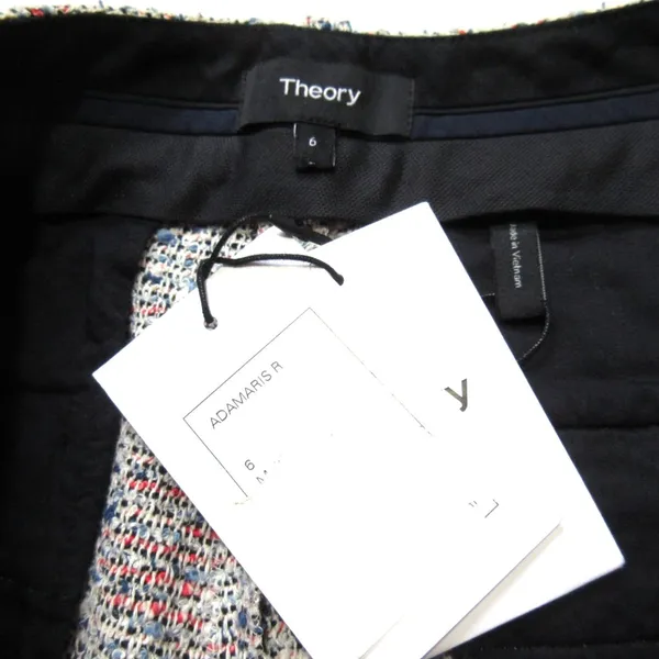 NWT Theory Adamaris in Tweed Single Pleat Wide Leg Fringe Hem Pants 6 x 31 - Image 6