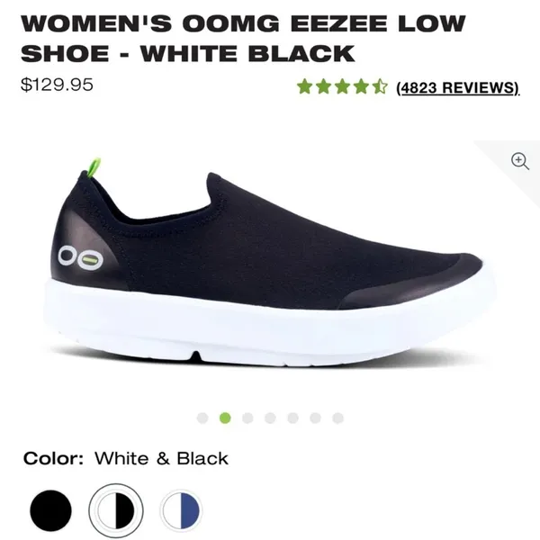 Oofos OOMG EEZEE Low Show Black and white size 7 - Image 2