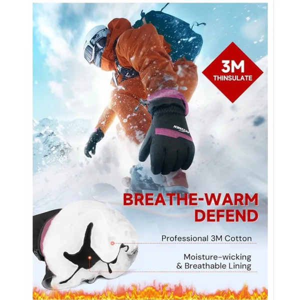 NEW Waterproof Ski Gloves Winter Gloves Unisex Touchscreen 3M Insulated L - Image 3