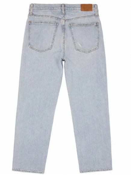 Madewell high rise light wash distressed straight leg jeans size 28 - Image 2