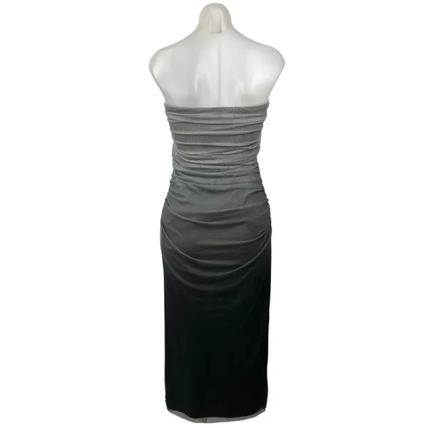 Zara Gray Black Ombre Strapless Tube Bandeau Sleeveless Drape Midi Dress Size L - Image 3