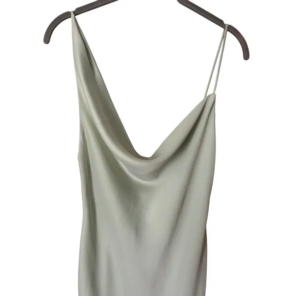 BHLDN‎ August Satin Charmeuse Midi Dress Mint Green Size 4 Cowl Neck Sleeveless - Image 5