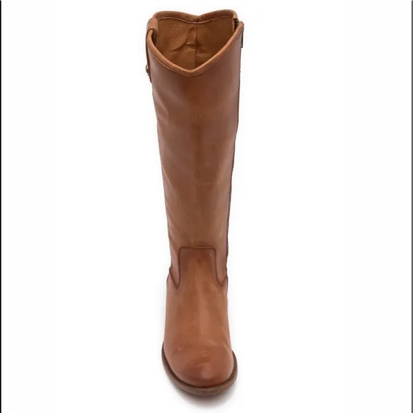 Frye Melissa Button Inside Zip Leather Boot COGNAC/BROWN Color NEW - Image 5