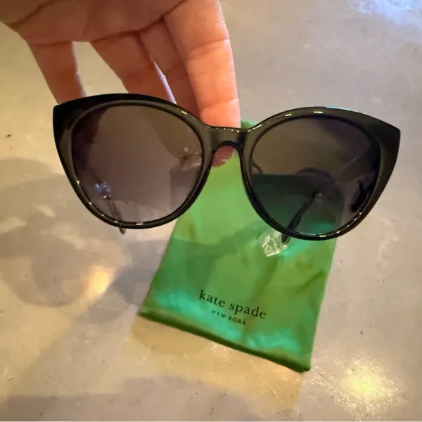 Kate Spade Black Sunglasses with Green Pouch - Image 3