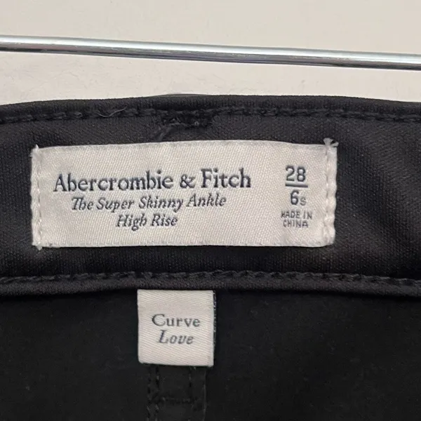 Abercrombie & Fitch Super Skinny Ankle Women Jeans Sz 6 Y2K Grunge Faux Leather - Image 10