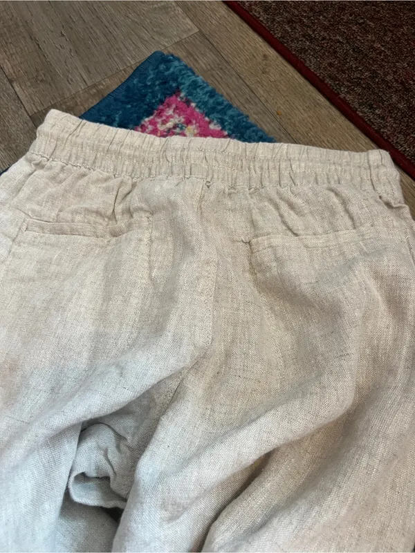 Athleta Beige Linen Wide-Leg Drawstring Pants - Image 10