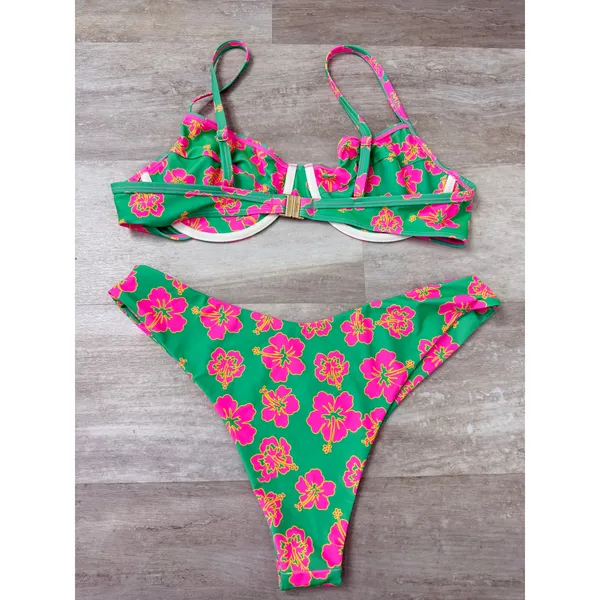 Kulani Kinis Melon Sorbet Bikini Size 2XL Ditzy Underwire Bra Y Cheeky Bottom - Image 5