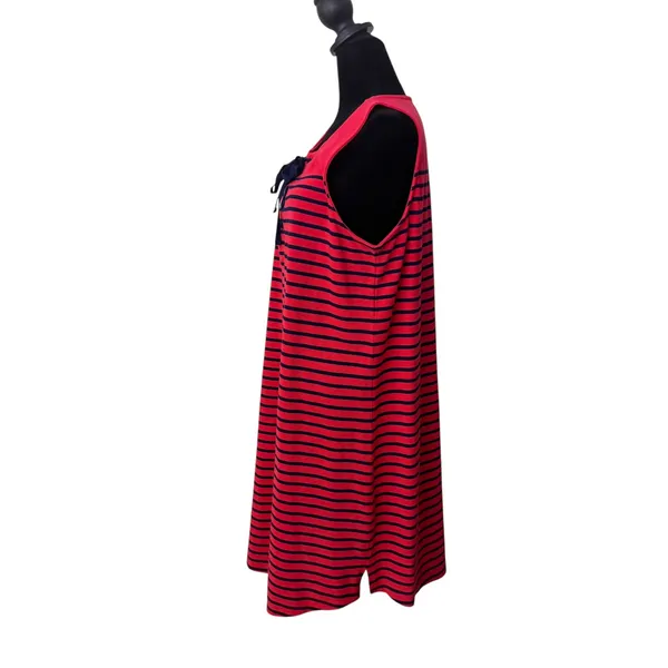 Talbots Shift Dress Size L Red Navy Striped Lace Up Knit Nautical Preppy‎ - Image 5