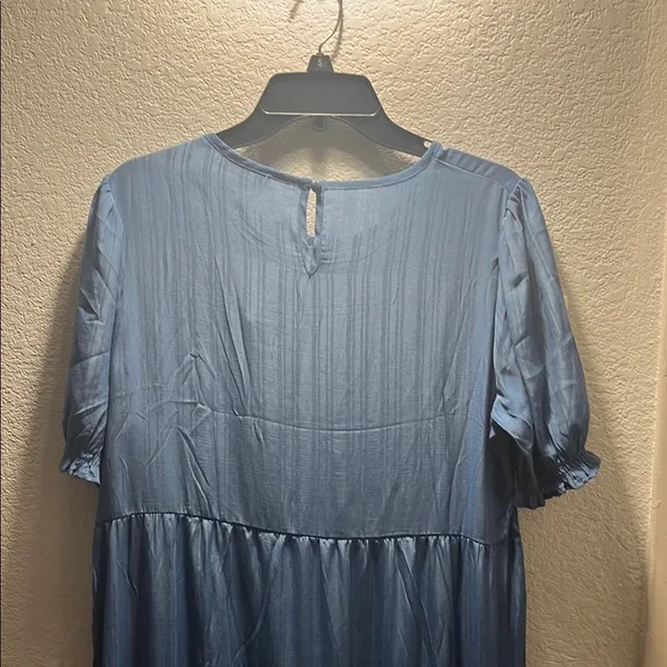 Casual Blue Tiered Maxi Sundress Size L - Image 4