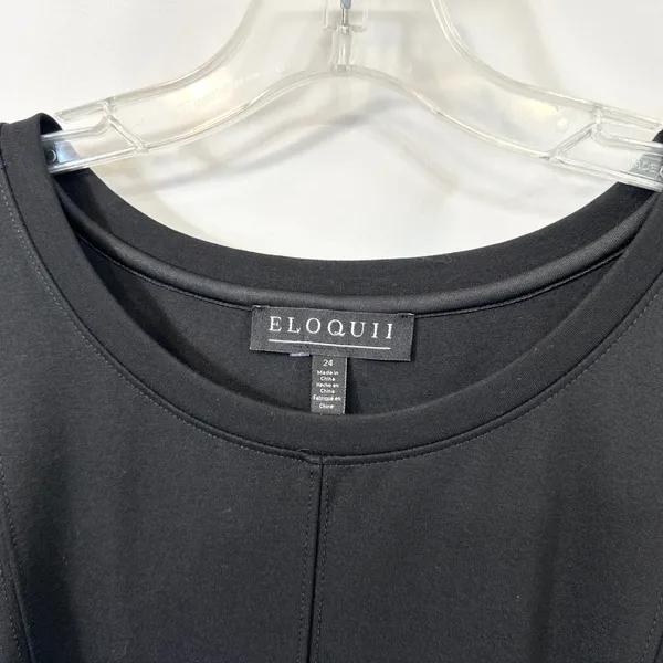 Eloquii Plus Sz 24 Maxi‎ Dress Heavy Black Short Sleeve Princess Seam Formal 197 - Image 7