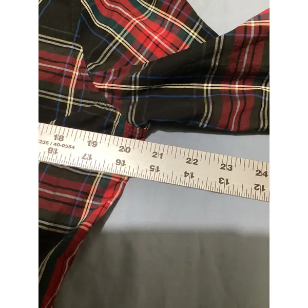 Brooks Brothers Red Black Plaid Bow Neck Tie Cotton Blouse Shirt Womens 14 - Image 6