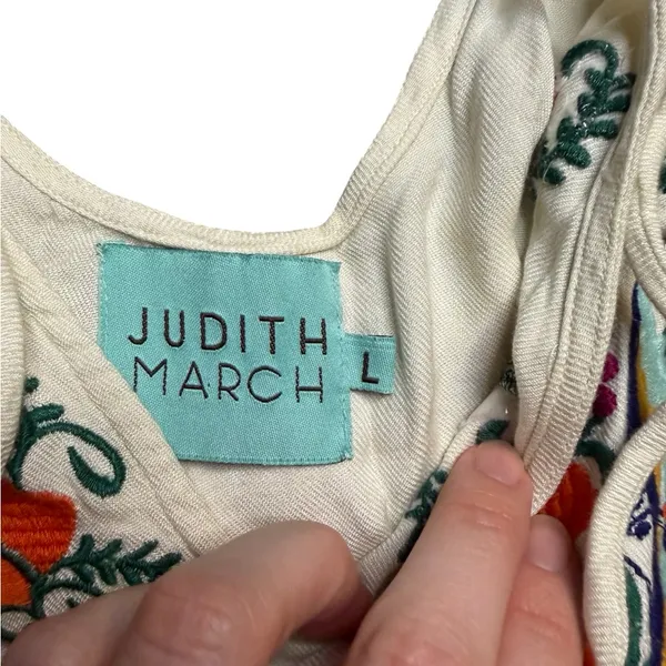 🌸✨ Judith March‎ Cream Embroidered Boho Top L ✨🌸 - Image 4