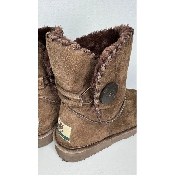 1990s–2000s Lamo Essential Shearling Suede Button Boots 7.5/8 Brown - Image 13