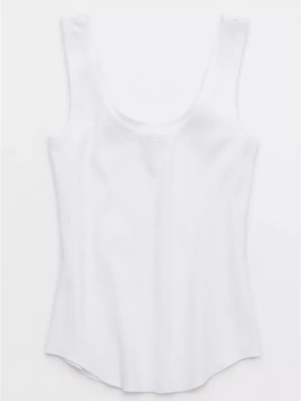 AE Aerie Ribbed Scoop Neck Tank Top American Eagle NWT White Medium - Image 5