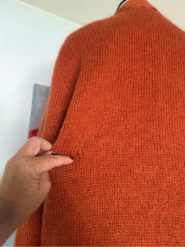 Vintage 80's Sai Sai Cardigan Women's Mohair Sweater Orange Floral L Large Lined - Image 5