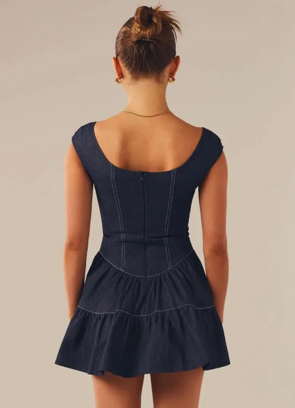 Peppermayo Isabella Denim Bustier Dress Indigo - Image 5
