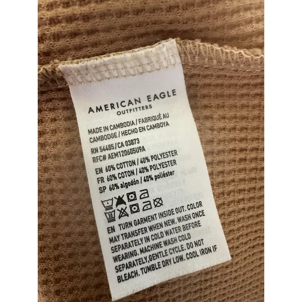 American Eagle Waffle Knit Graphic Long Sleeve Thermal Top Women’s Size Small - Image 6