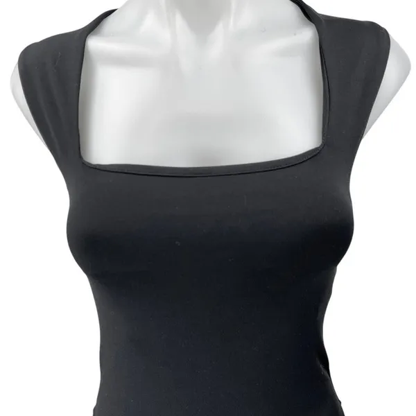 Zara Women's Black Square Neck Stretch Sleeveless Tank Bodysuit Top Size S - Image 3