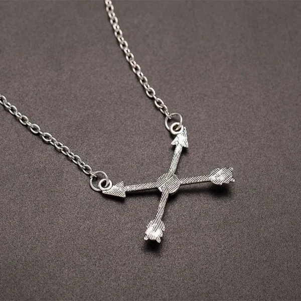 Crossed Arrows Turquoise Silver Boho Necklace - Image 3