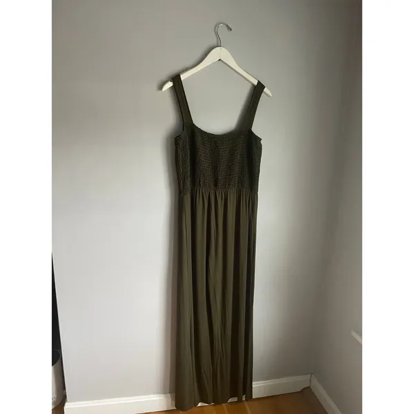 Olive Green‎ West Kei Ruched Tank Wide leg jumpsuit Tall Modern Vacation Resort - Image 4