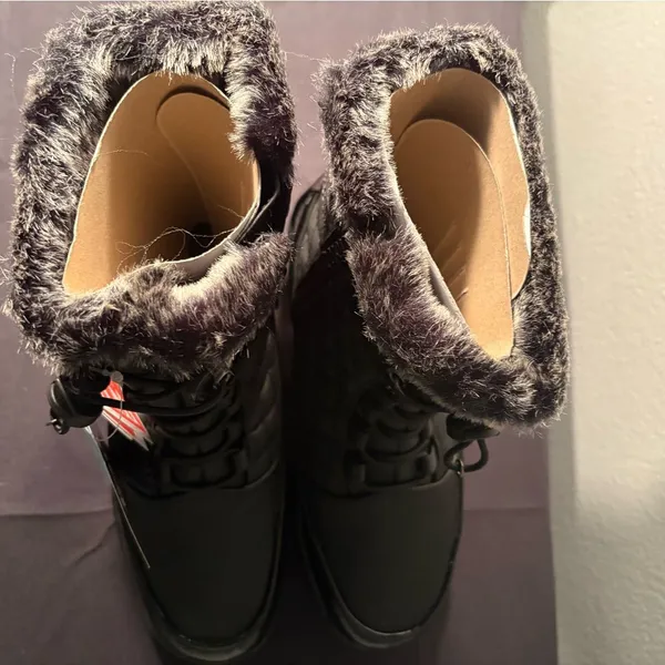 totes Black Quilted Winter Boots with Faux Fur - Image 5
