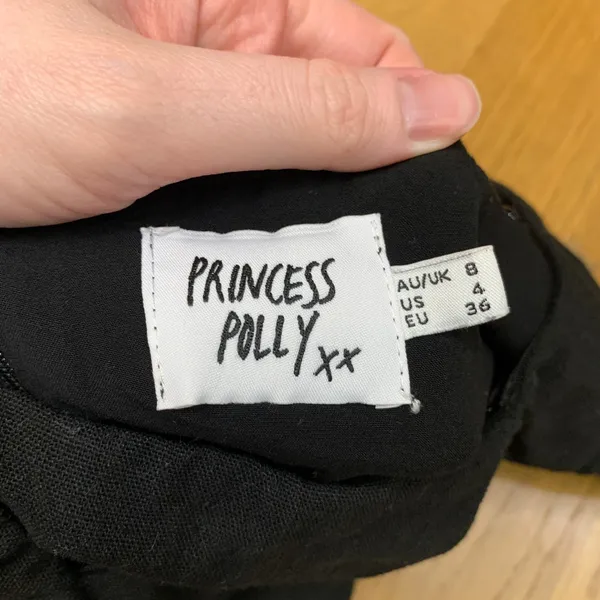 Princess‎ Polly Black Linen Blend Square Neck Puff Sleeve Romper Size US 4 - Image 5