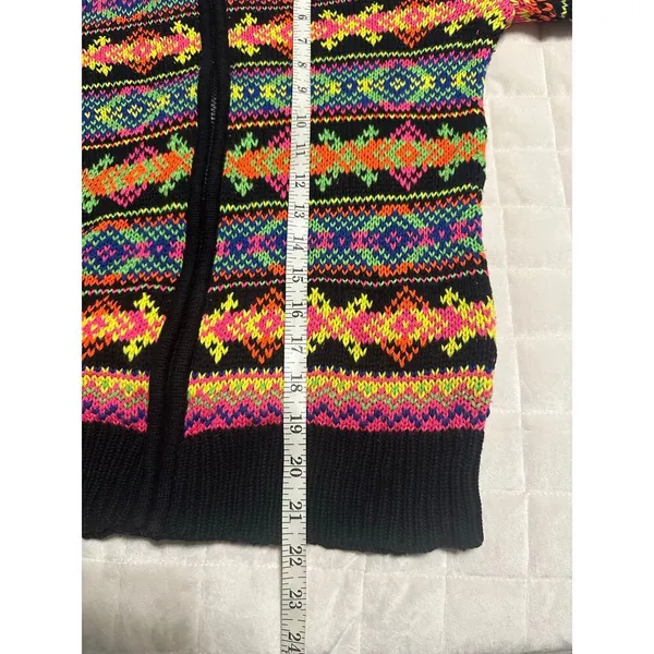 Ralph Lauren Active L-RL Vintage Full Zip Neon Knitted Sweater Size Medium - Image 7