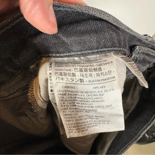 Levi's Washed Black Button Fly‎ Straight Leg Jeans Size 24 - Image 5