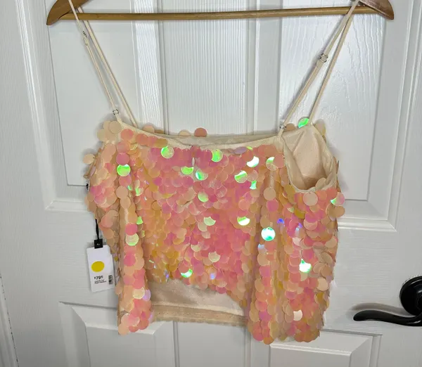 ASTR the Label BNWT Peach Sequin Luxoria Top + Darby Skirt Outfit Sz M Festival - Image 4