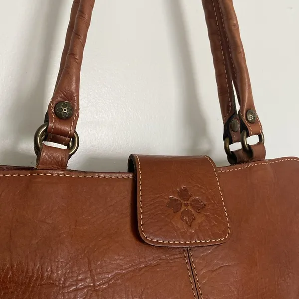 Patricia Nash Rienzo Top Handle Satchel Tan Leather Handbag Brown - Image 6