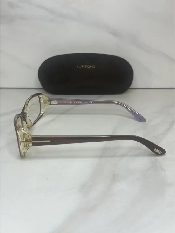 Tom Ford Women's brown lilac rectangular eyeglasses 54-16-135 w/ hard case - Image 4