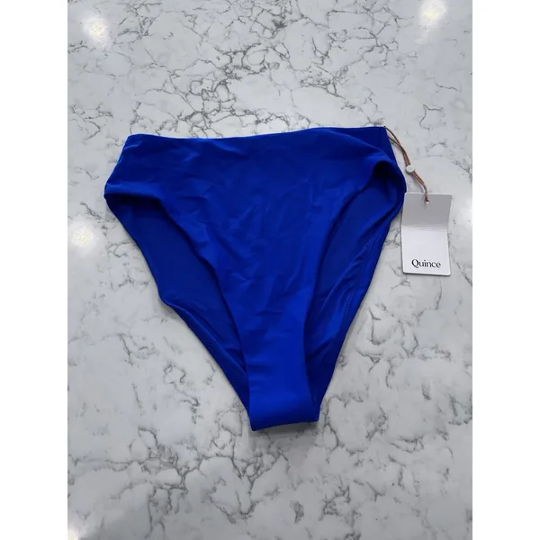NWT Quince Electric Blue High Rise High Leg Bikini Bottoms Size Medium - Image 3