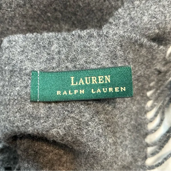 Lauren Ralph Lauren 100% Lambswool Monogram Scarf Quiet Luxury Preppy Classic - Image 6