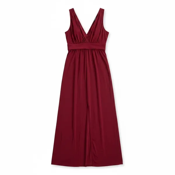 Boohoo Petite Burgundy V Neck Double Slit Maxi Dress US‎ 0 UK 4 Formal Gown Red - Image 2