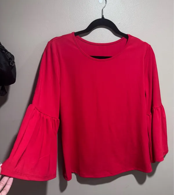 SHEIN Women’s Red Bell-Sleeve Top Small - Image 5