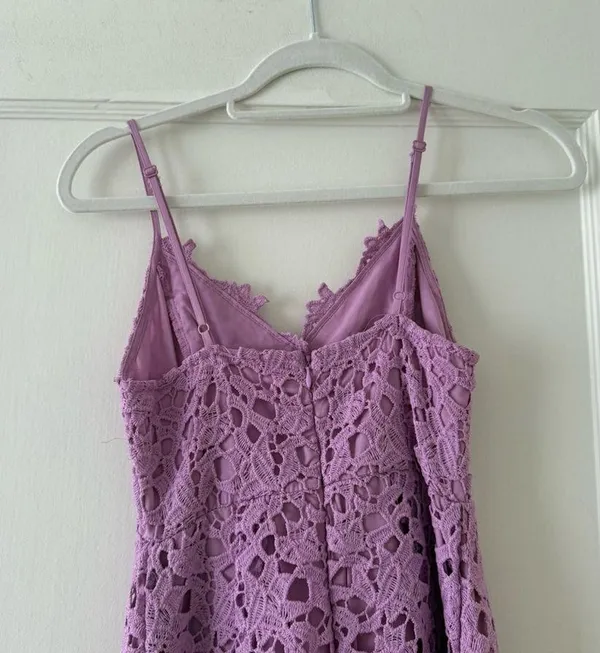 ASTR The Label Spaghetti Strap Lace Purple Midi Dress Cocktail Party Wedding XS - Image 5
