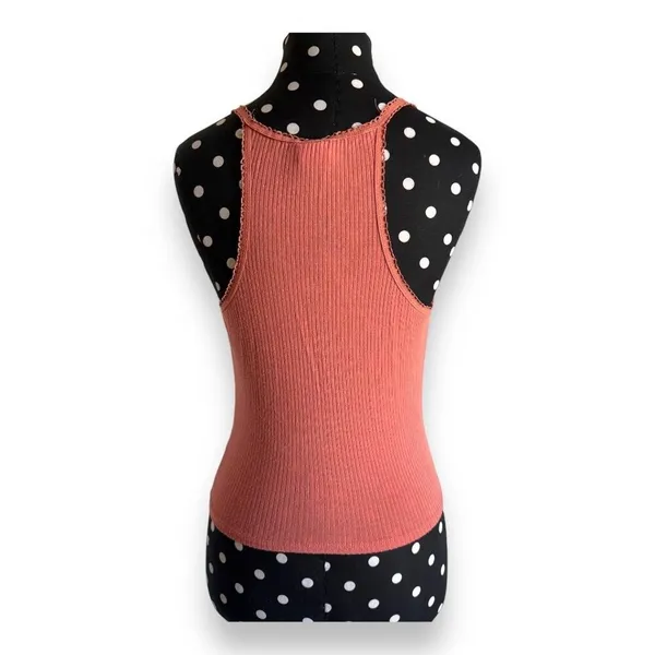 5/$35 Destined Womens Tank Tops 2 Sz S M Peach Light Yellow Ribbed Knit Cropped - Image 5