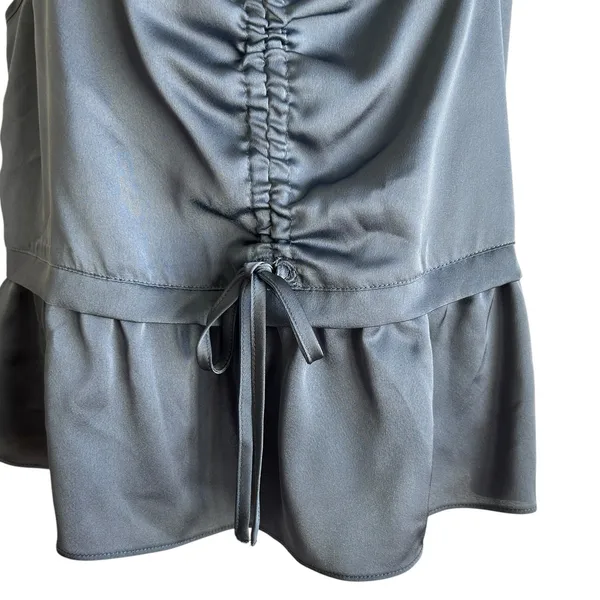 Abercrombie & Fitch Women Coquette Balletcore Cami Top Sl Blue Satin Ruched‎ - Image 4