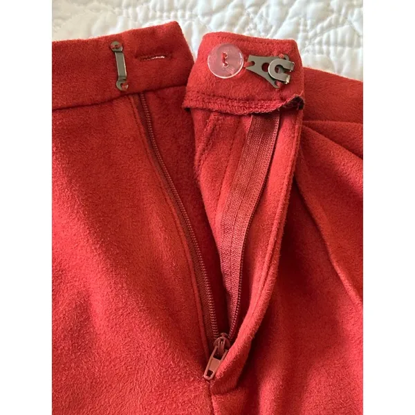 Burnt Orange Flare Faux Suede Funky High Waisted Pants Women's Sz Small - Image 8
