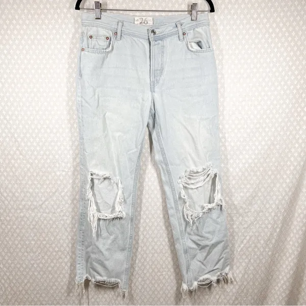 Free People Light Wash Mid Rise Maggie Distressed‎ Jeans - Image 2