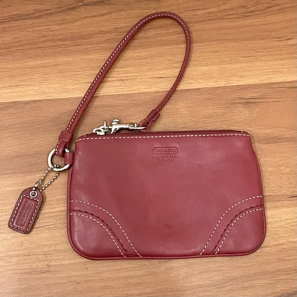 Coach Red Wine Leather Wristlet Small - Image 2