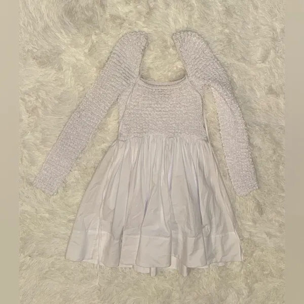 NEW STAUD cassidy Long sleeves mini dress white Sz S - Image 5