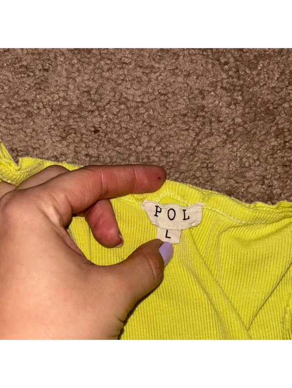 POL Yellow Sleeveless Bodysuit with Button Detail snap close minimal basic - Image 6