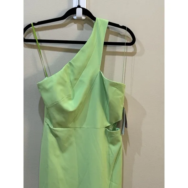$195 Aidan Mattox Women's Green One-Shoulder Cutout Gown Dress Size 2 - Image 5