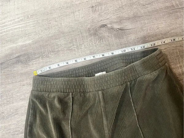 AERIE by American Eagle Groove-On Rib Velour Flare Pants in Nomad Olive - Image 9