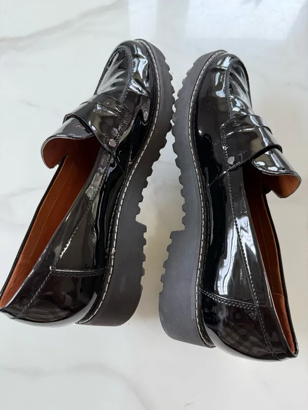 Franco Sarto Black Patent Leather Slip-On Loafers - Image 4