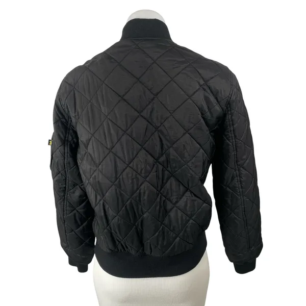 Alpha Industries MA-1 Diamond Black Quilted Long Sleeve Bomber Coat Jacket Sz S - Image 4