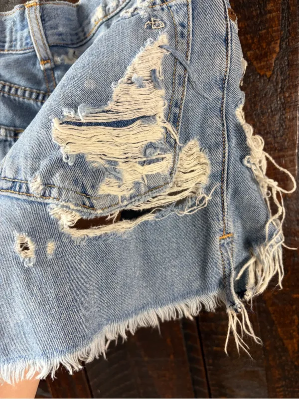 Rag & Bone Distressed Denim Shorts - High-Rise, Hi-low - Image 7